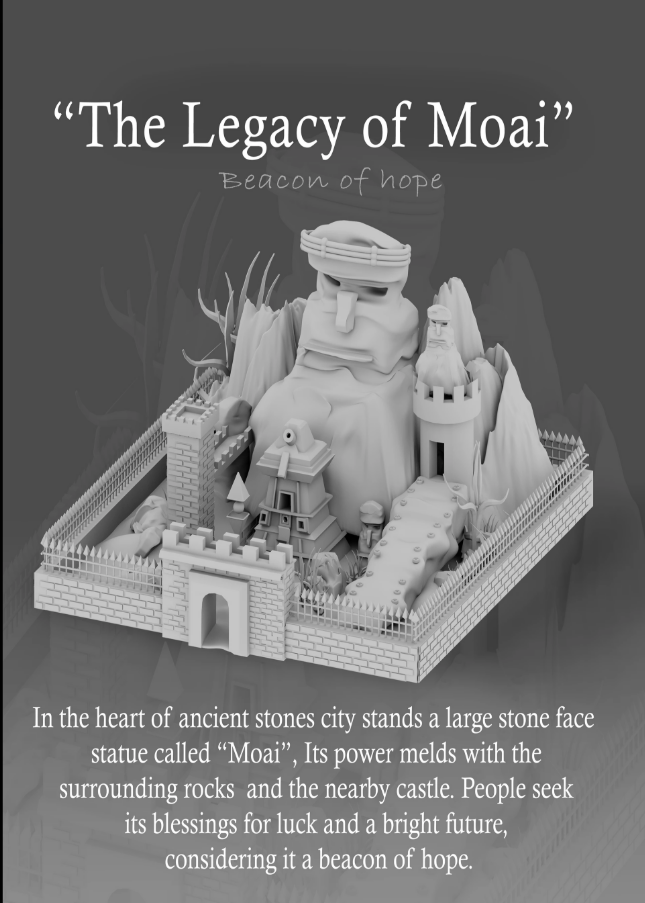 3D model inspired by Moai statues